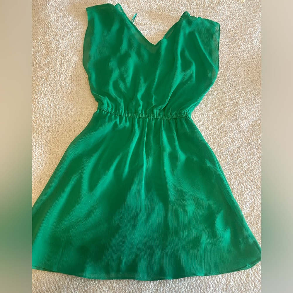 EXPRESS Green Flutter Sleeve Mini Dress